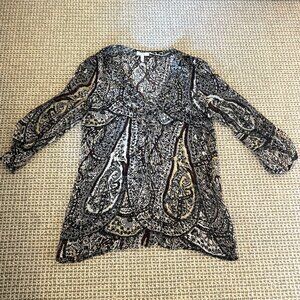 Joie Silk Patterned V-Neck Blouse